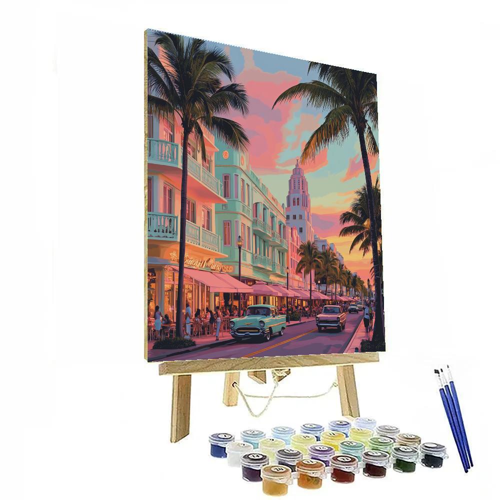 Art Deco Facades On Ocean Drive Miami Beach United States paint by numbers