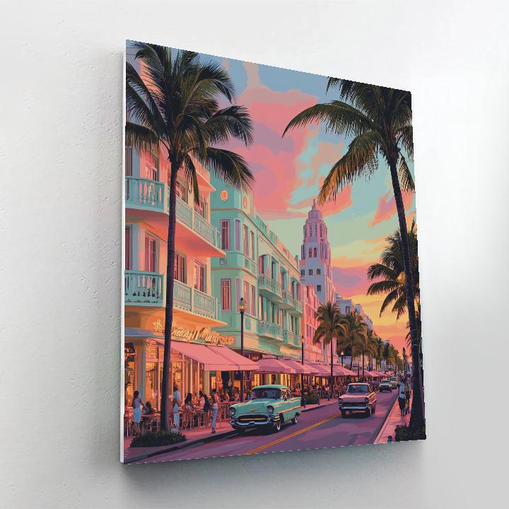 Art Deco Facades On Ocean Drive Miami Beach United States paint by numbers