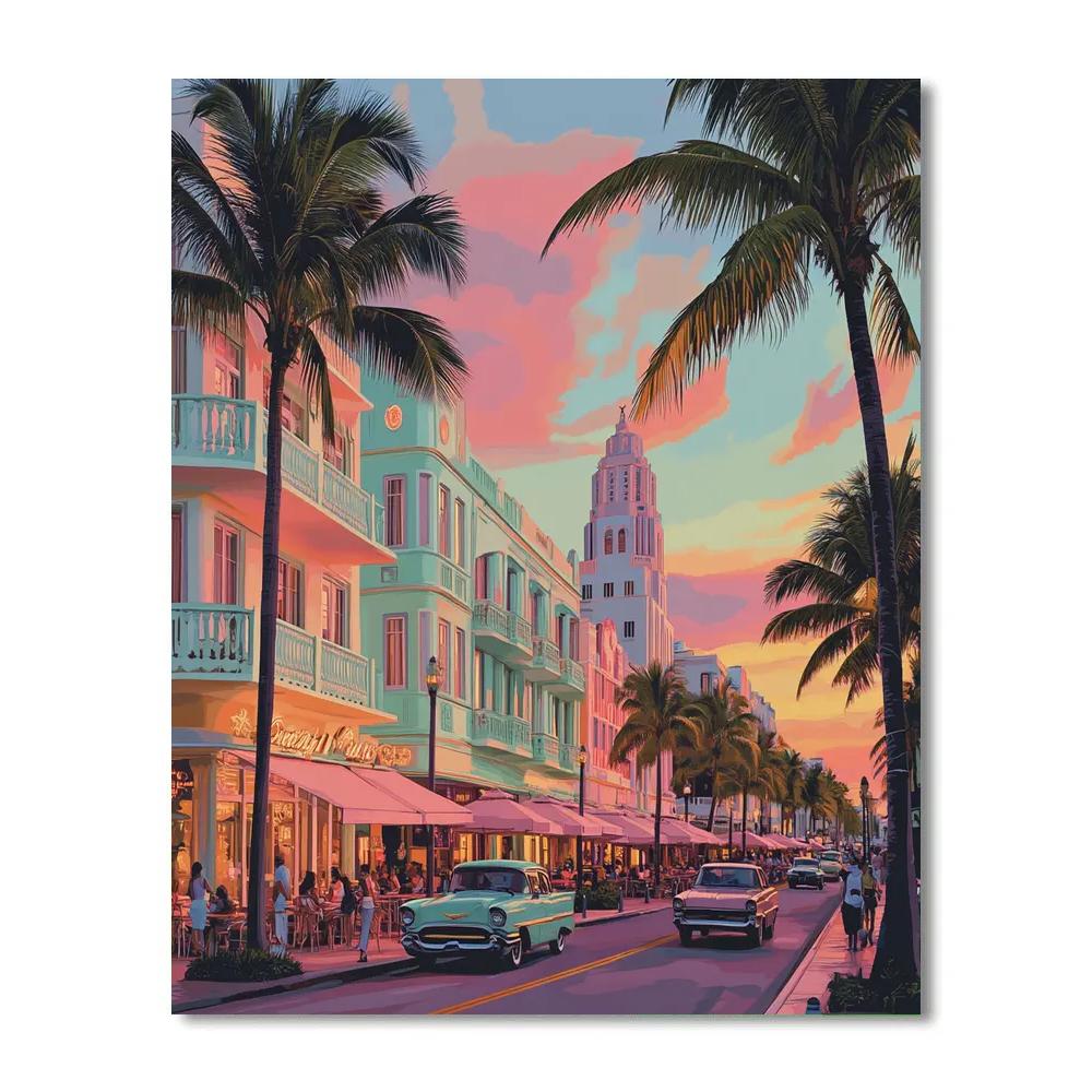 Art Deco Facades On Ocean Drive Miami Beach United States paint by numbers