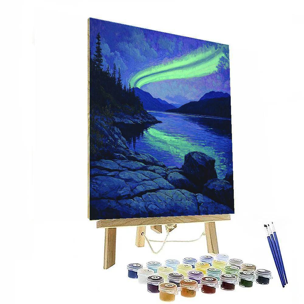 Frederick Varley Inspired Aurora Over Iron Slate Lake Number painting
