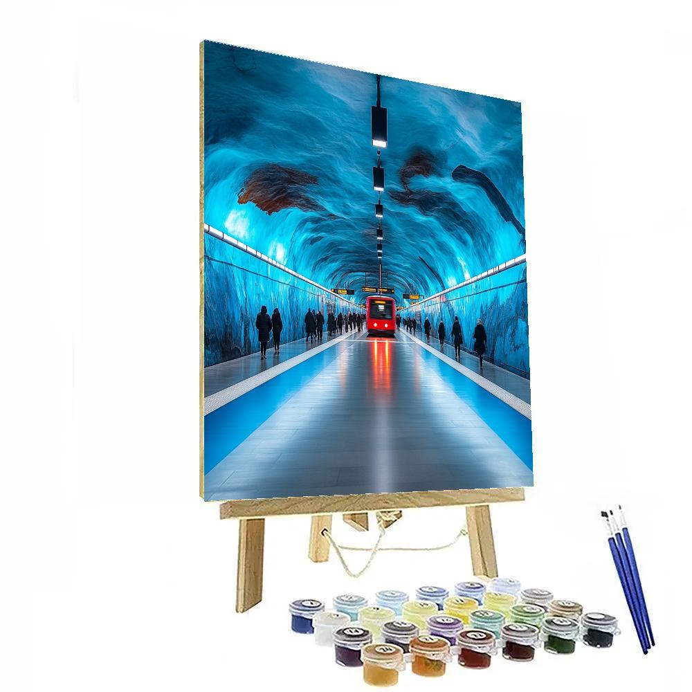 Underground Blue Cave Platforms At T Centralen Stockholm Sweden DIY paint by numbers