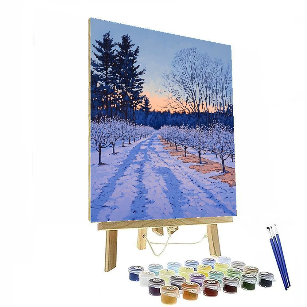 Claude Monet Inspired Frosted Orchard Blue Hour paint by color