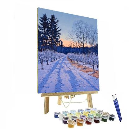 Claude Monet Inspired Frosted Orchard Blue Hour paint by color