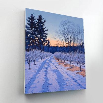 Claude Monet Inspired Frosted Orchard Blue Hour paint by color
