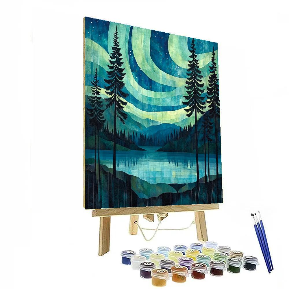 J. E. H. MacDonald Inspired Aurora Over Spruce Crown Lake paint by color