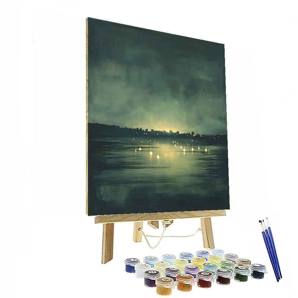Leonardo Da Vinci Inspired Citylights As Auroral Mist paint by numbers