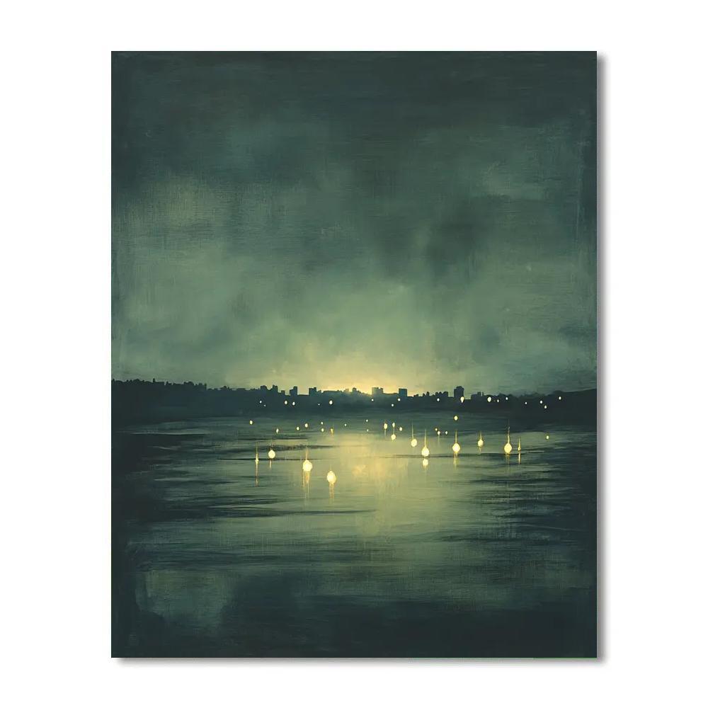 Leonardo Da Vinci Inspired Citylights As Auroral Mist paint by numbers