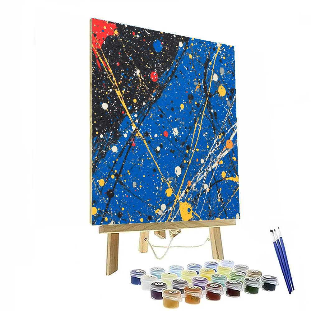 Jackson Pollock Inspired Monsoon Static In Ember And Cobalt Numbered painting kits
