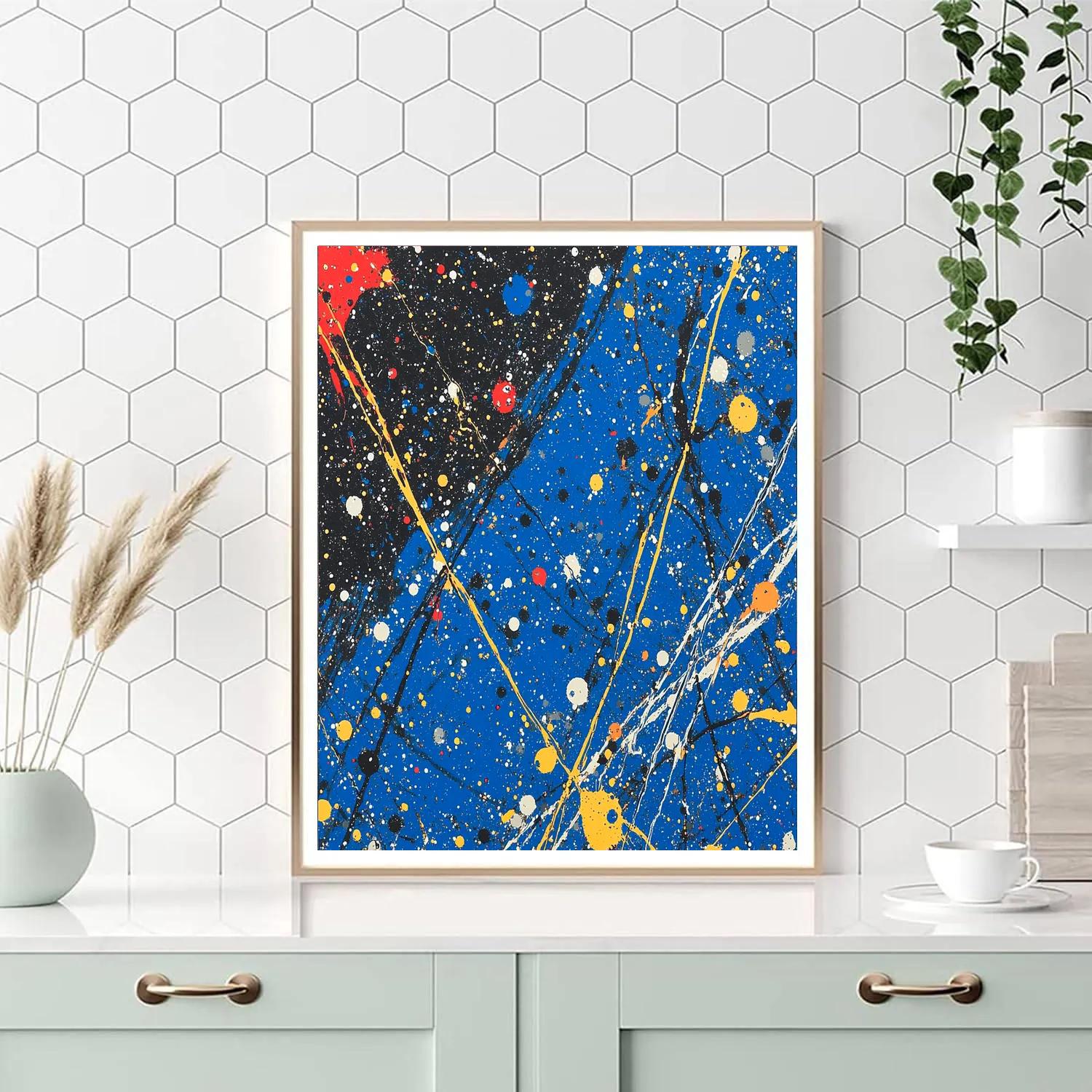 Jackson Pollock Inspired Monsoon Static In Ember And Cobalt Numbered painting kits