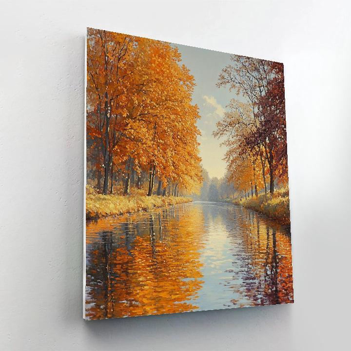 Claude Monet Inspired Autumn Canal With Copper Reflections paint by number