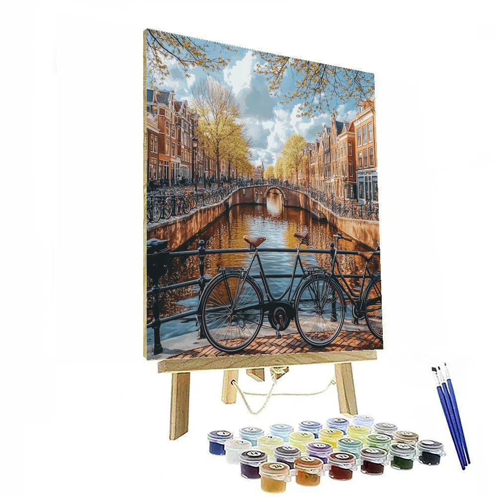 Bicycle Lanes And Canal Bridges In Jordaan Amsterdam Netherlands paint by numbers