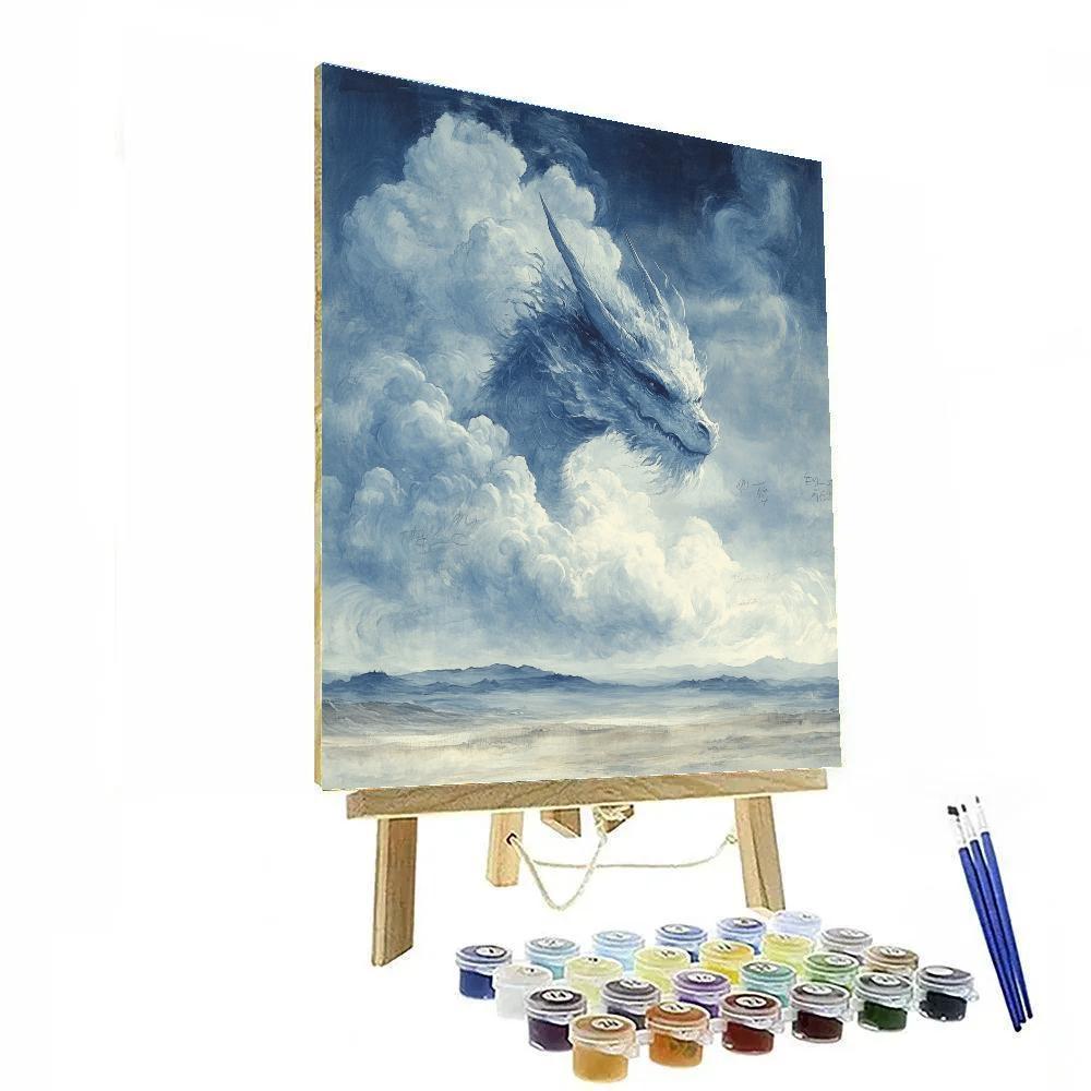 Leonardo Da Vinci Inspired Mythic Dragon As Cloud Morphology paint by numbers