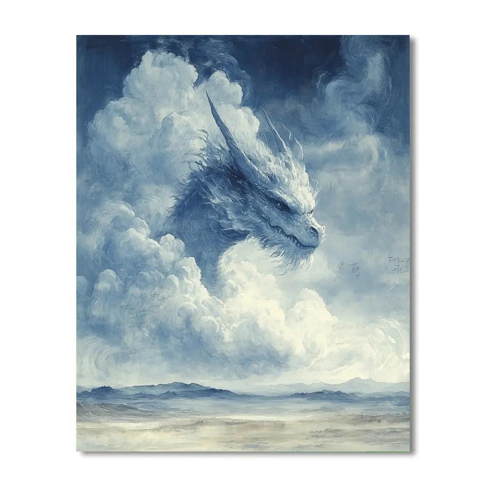 Leonardo Da Vinci Inspired Mythic Dragon As Cloud Morphology paint by numbers