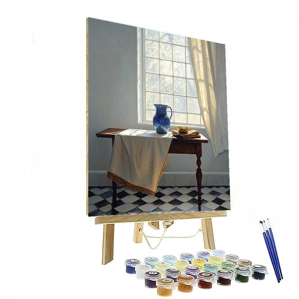 Johannes Vermeer Inspired Lapis Blue Pitcher Beside Leaded Window Light Paint by numbers kits