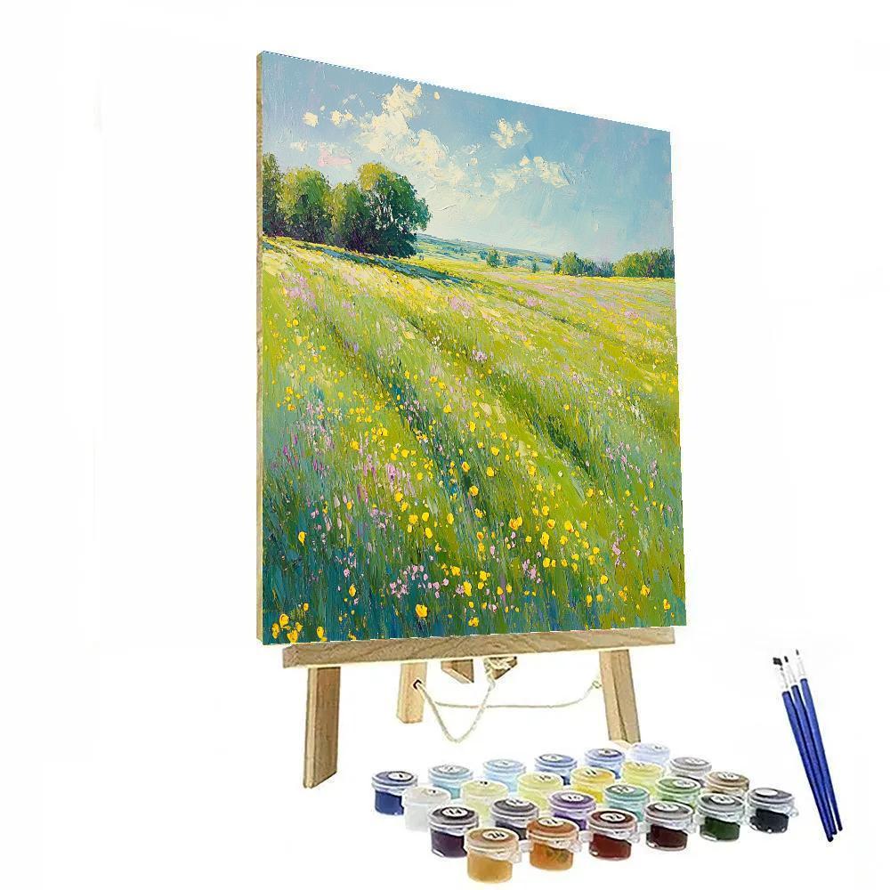 Claude Monet Inspired Spring Meadow With Buttercup Sparkle DIY paint by numbers