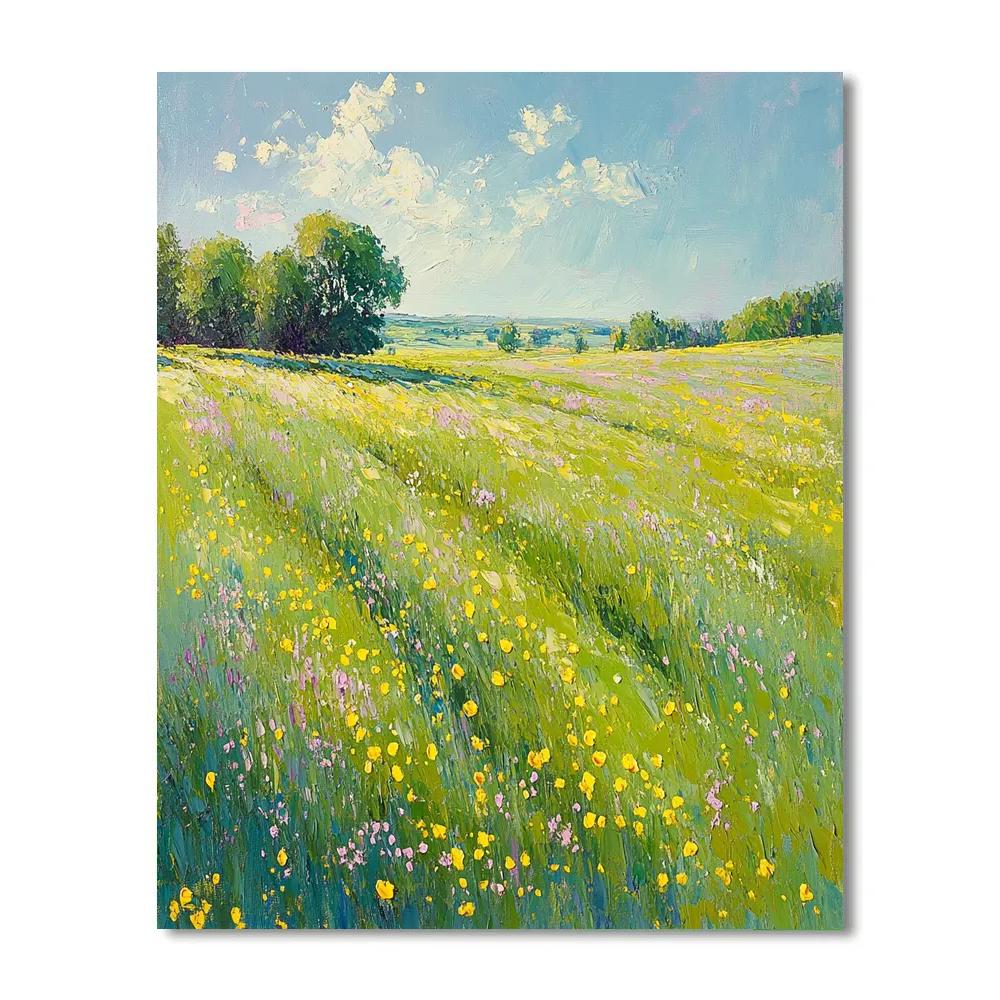 Claude Monet Inspired Spring Meadow With Buttercup Sparkle DIY paint by numbers