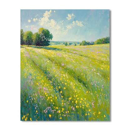 Claude Monet Inspired Spring Meadow With Buttercup Sparkle DIY paint by numbers