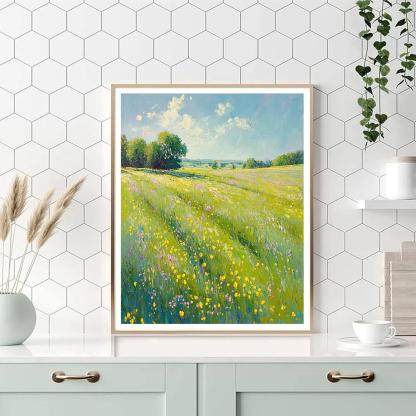 Claude Monet Inspired Spring Meadow With Buttercup Sparkle DIY paint by numbers