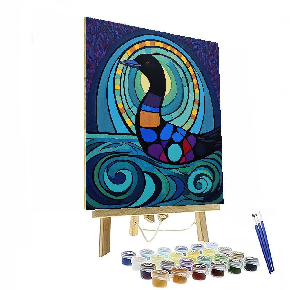 Norval Morrisseau Inspired Loon Of The Echoing Lake Spirits Painting by numbers kit