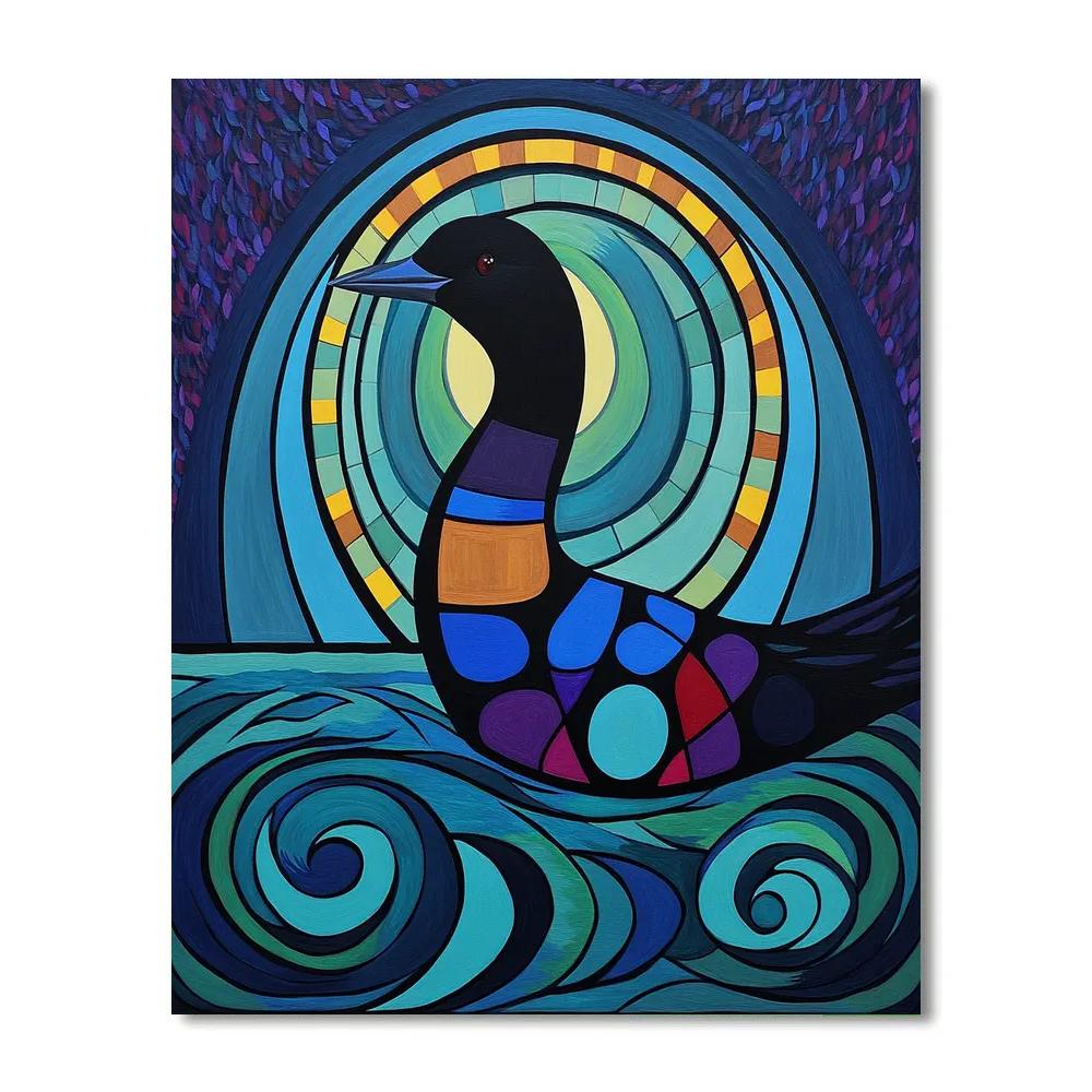 Norval Morrisseau Inspired Loon Of The Echoing Lake Spirits Painting by numbers kit