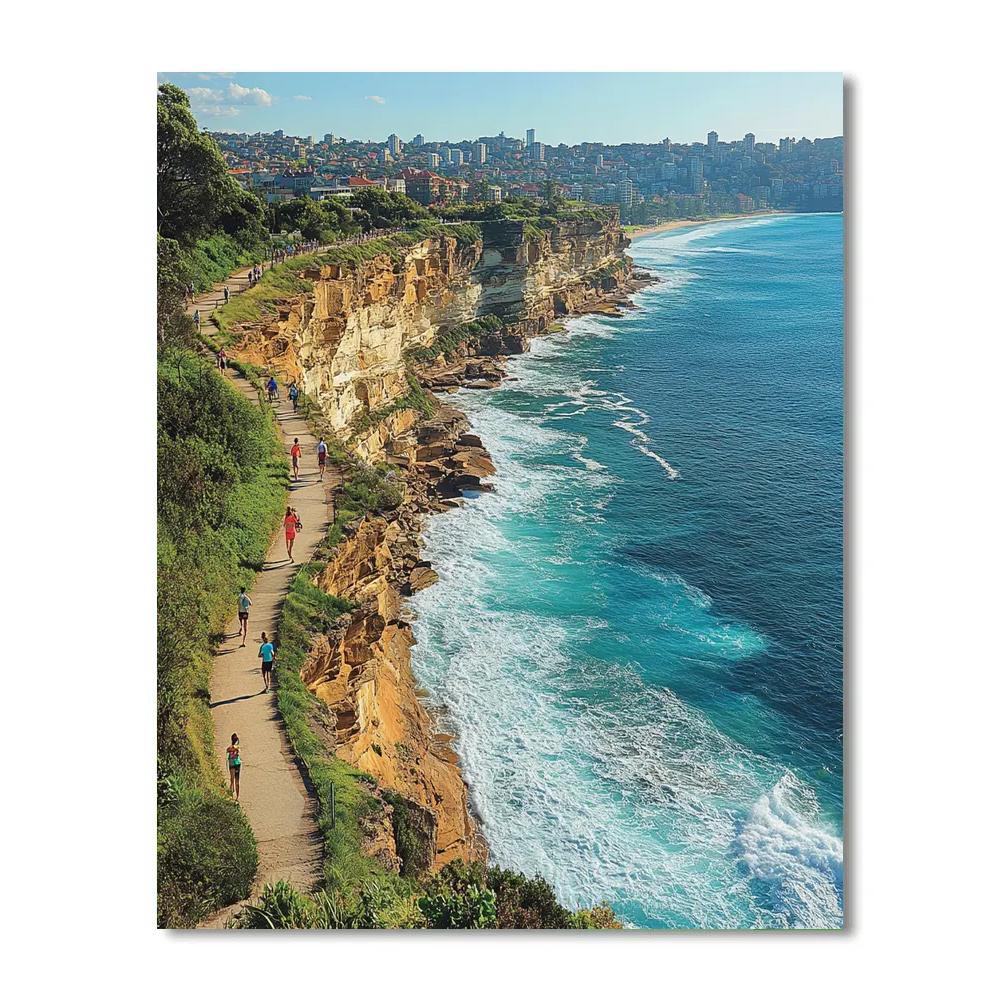 Stone Wave And Harbor View At Bondi To Coogee Walk Sydney Australia DIY paint by numbers