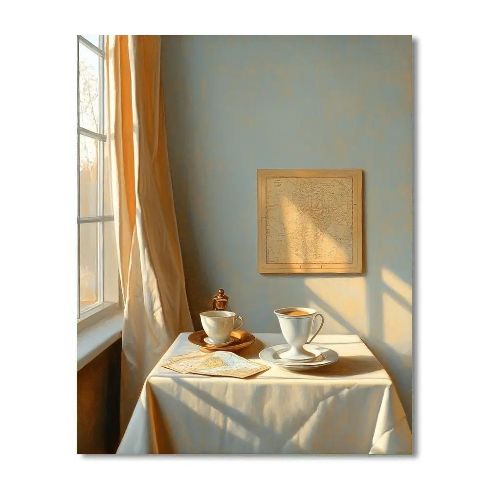 Johannes Vermeer Inspired Morning Coffee By Window Paint by numbers kits