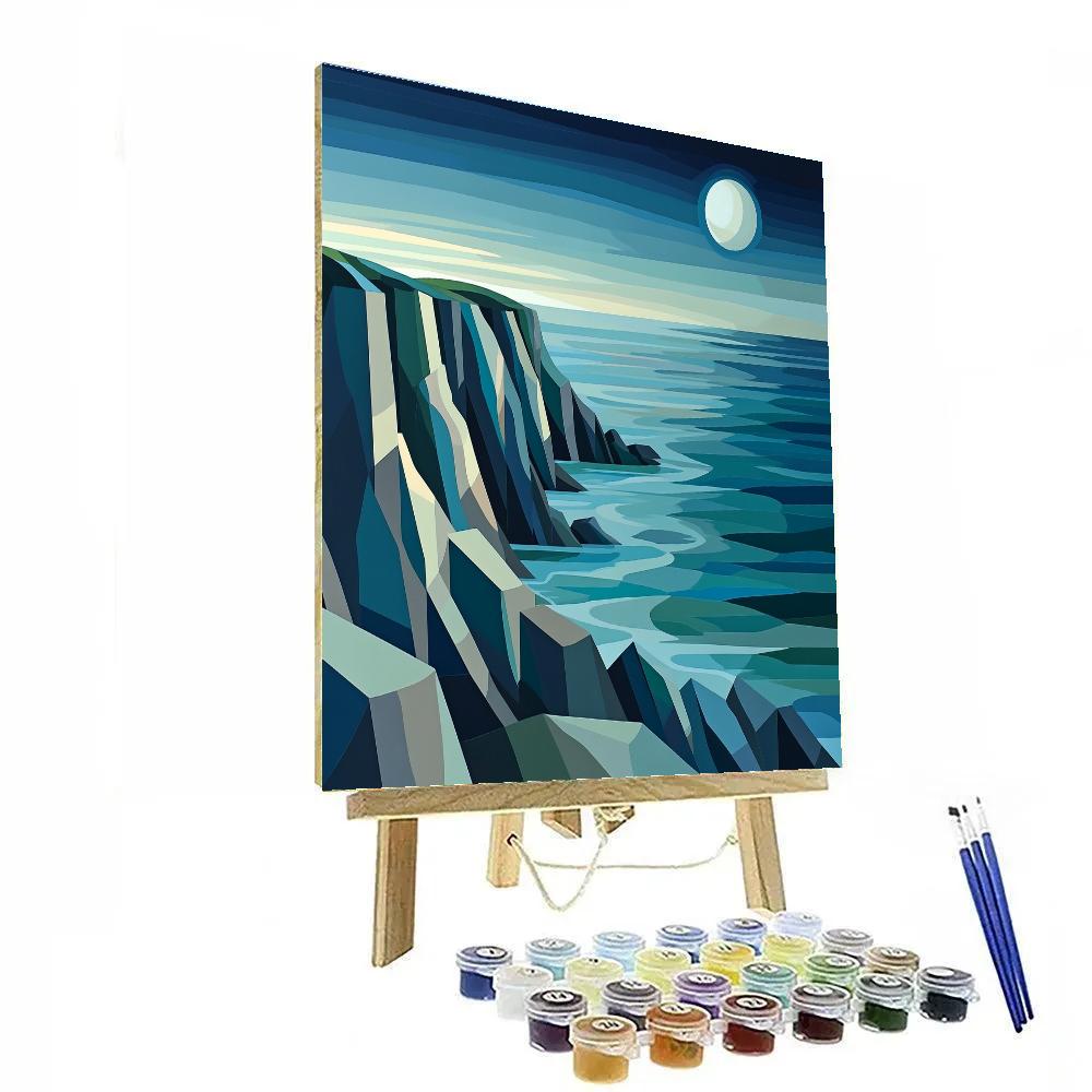 Pablo Picasso Inspired Gravitational Lensing Cubist Coastal Cliffs Number painting