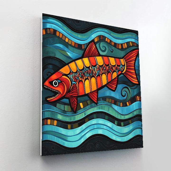 Norval Morrisseau Inspired Salmon Of The Riverfire Current Numbered painting kits