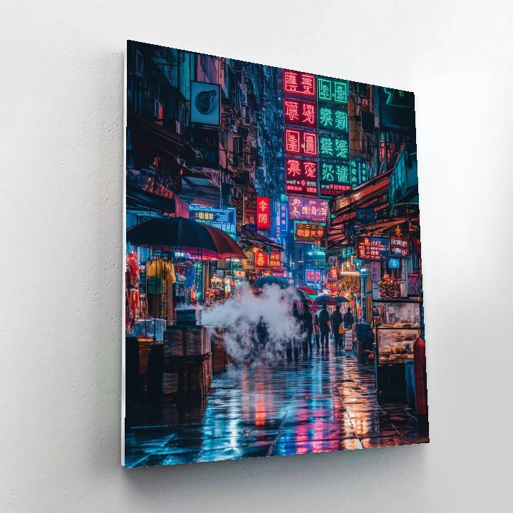 Neon Alleyway Food Stalls In Mong Kok Hong Kong China DIY paint by numbers