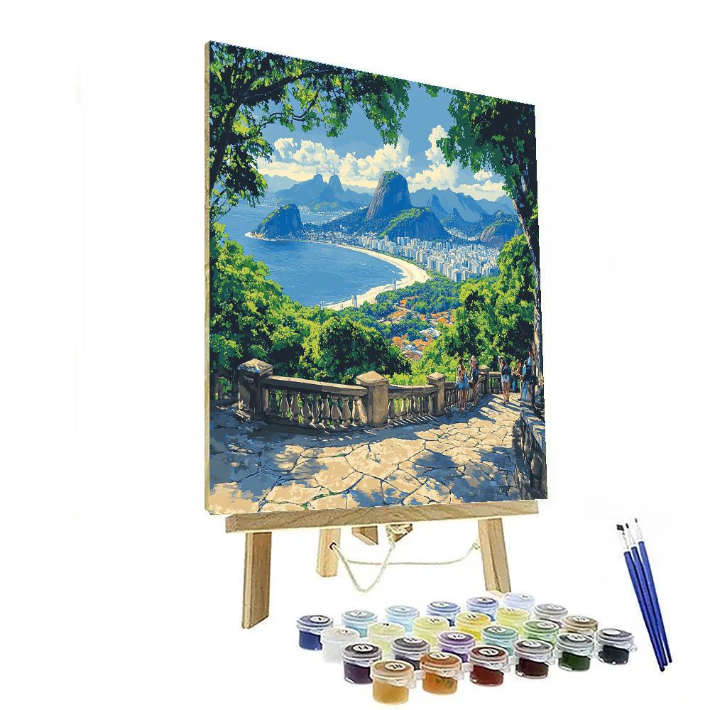 Panoramic View From Cristo Redentor Overlook Area Rio De Janeiro Brazil DIY paint by numbers