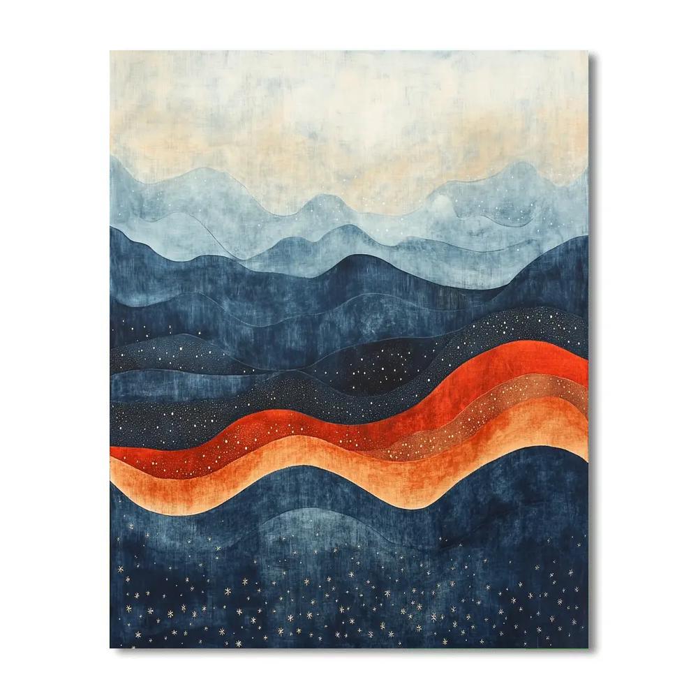 Nandalal Bose Inspired Monsoon Raga Nebula paint by numbers