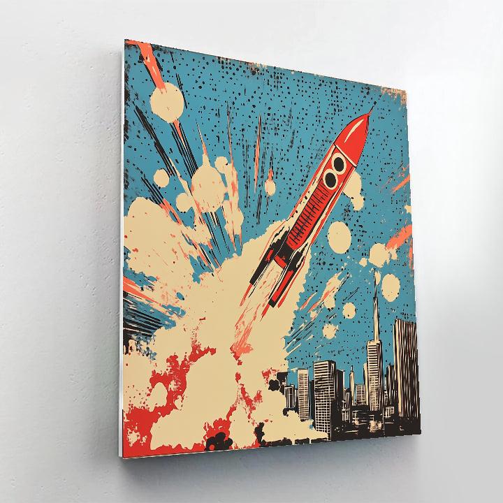 Roy Lichtenstein Inspired Comic Rocket Launch Paint by numbers art