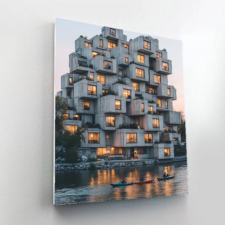 Brutalist Beauty Of Habitat 67 At Sunset Montreal Canada paint by numbers