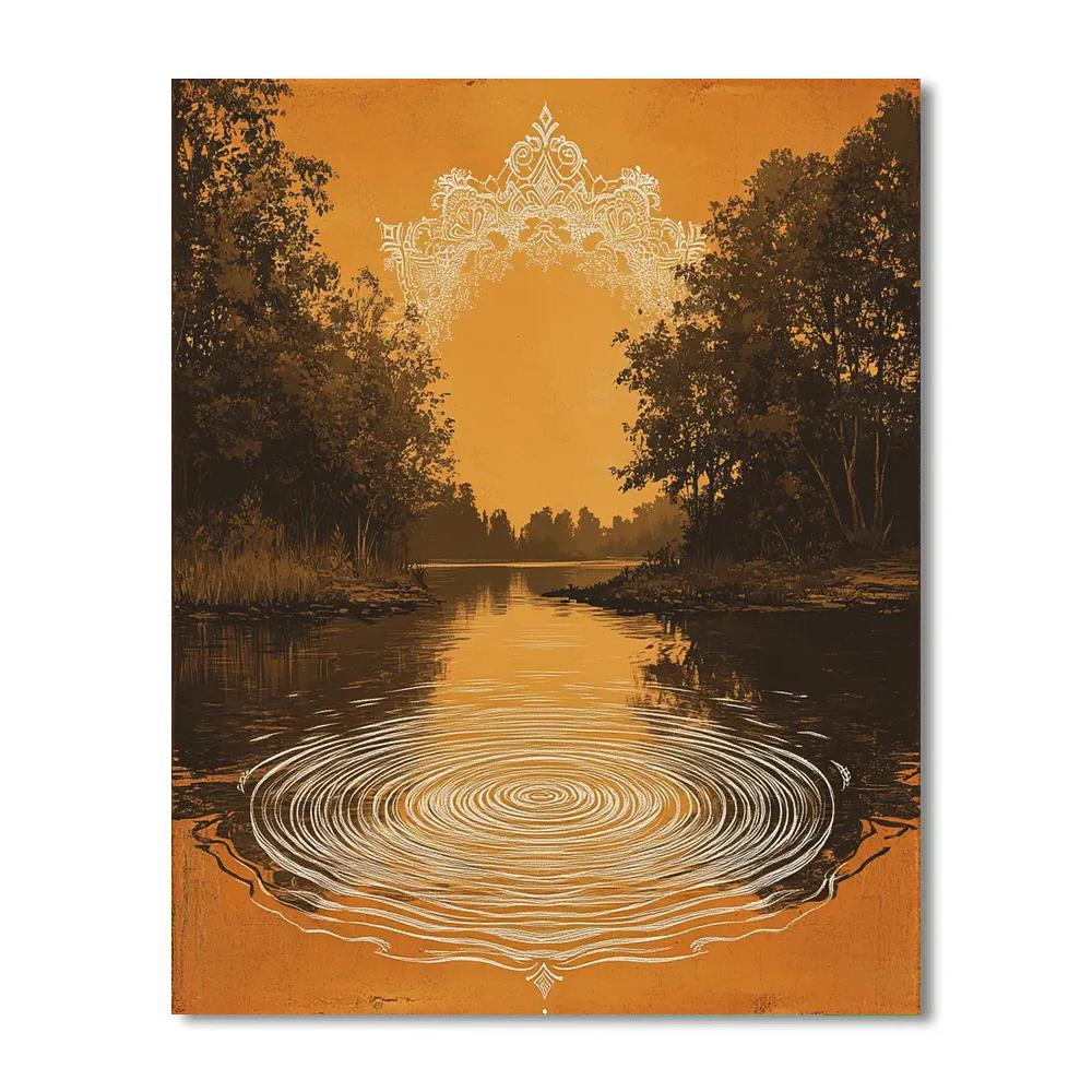 Nandalal Bose Inspired River Memory Mandala Number painting
