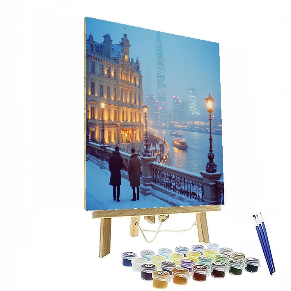 Winter Lights On The Bund Riverside Promenade Shanghai China paint by numbers