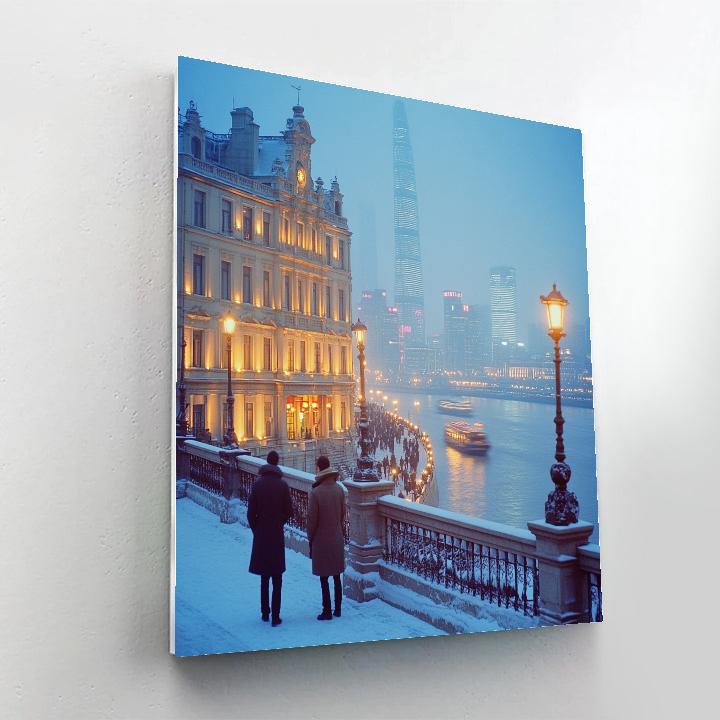 Winter Lights On The Bund Riverside Promenade Shanghai China paint by numbers
