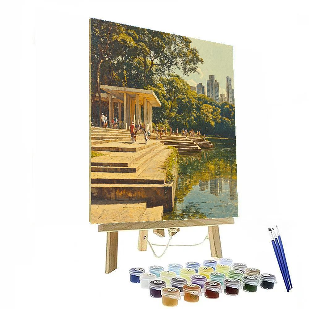 City Park Steps And Lake View At Ibirapuera Park Sao Paulo Brazil Paint by numbers kits