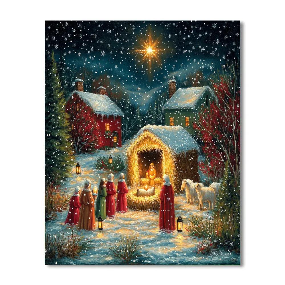 Nativity Lantern Glow Painting by numbers kit