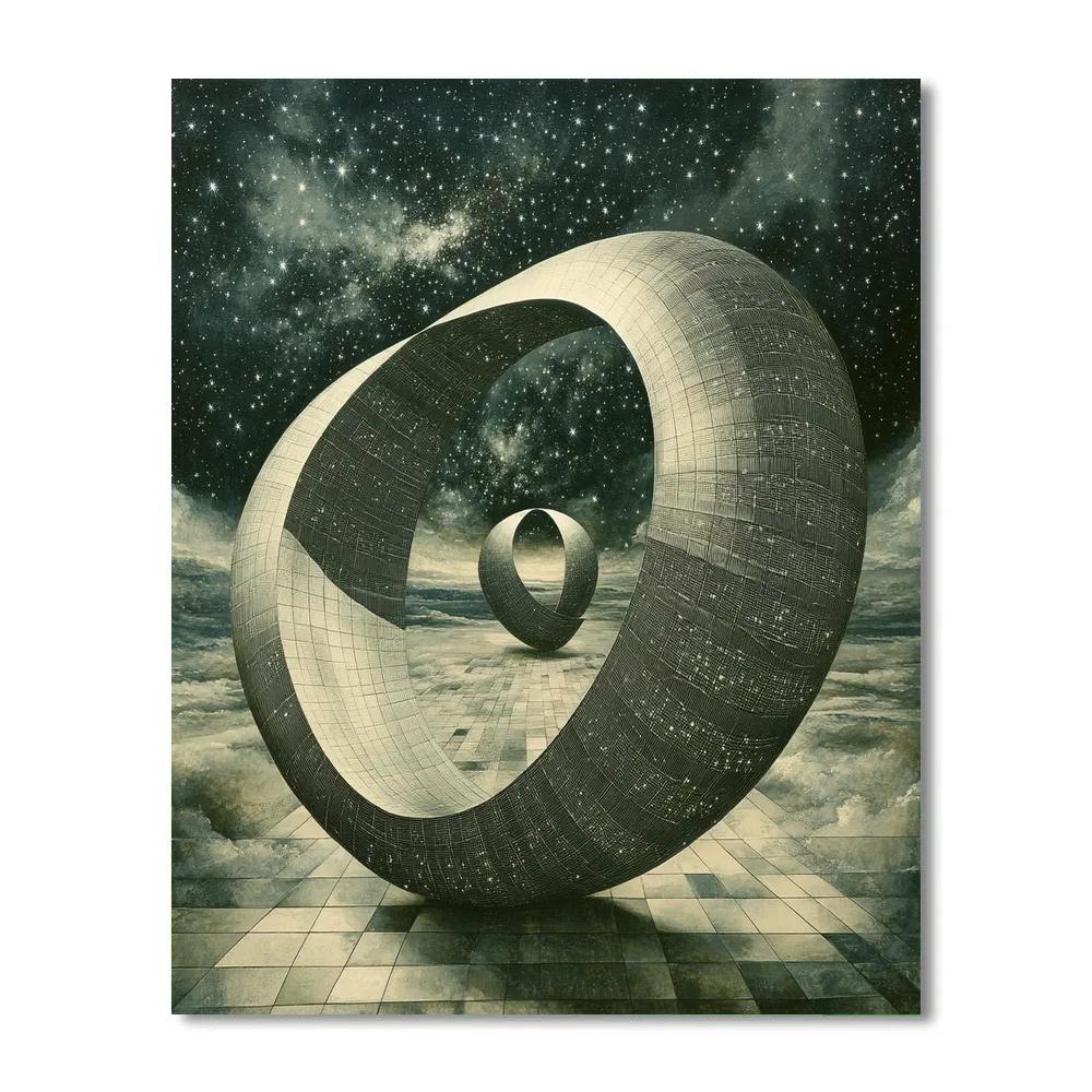 M.C. Escher Inspired Möbius Starfield Labyrinth paint by numbers