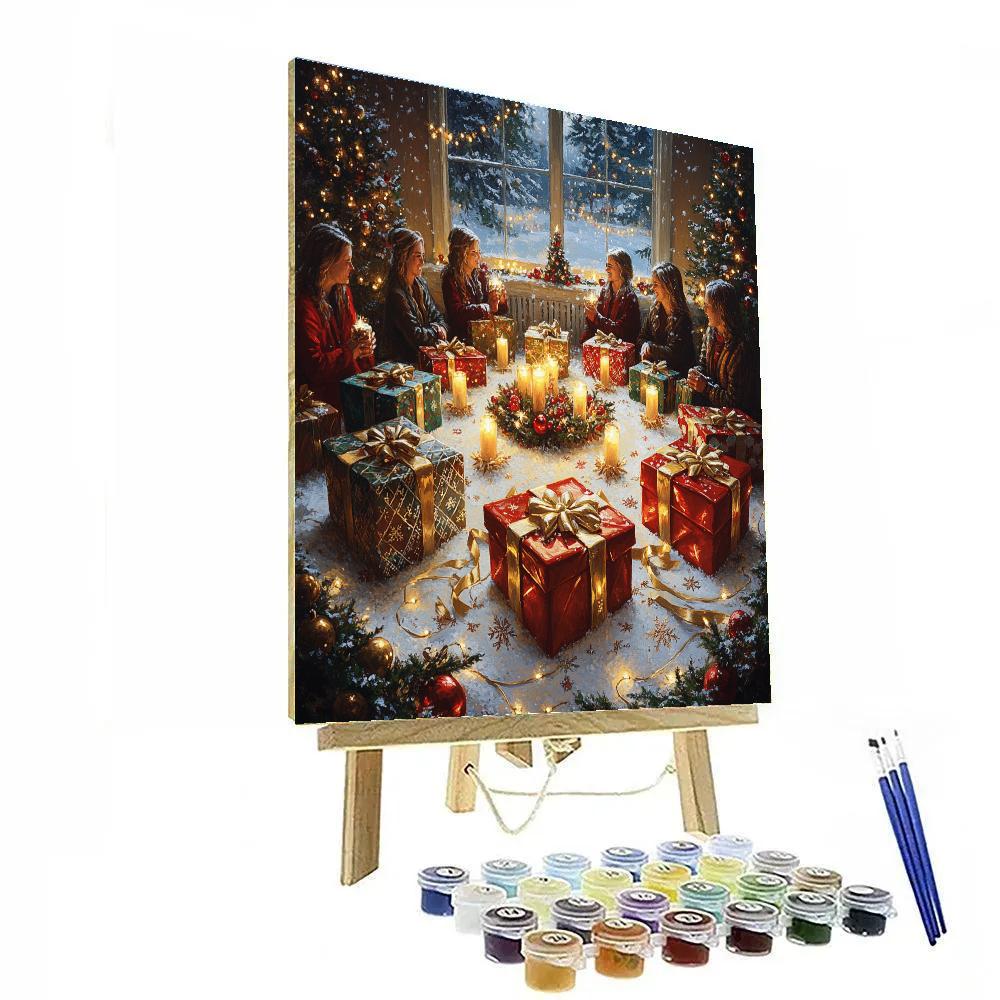 Ribbon Wrapped Gift Swap Paint by numbers art