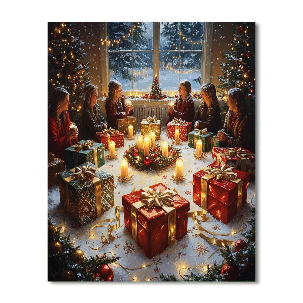 Ribbon Wrapped Gift Swap Paint by numbers art