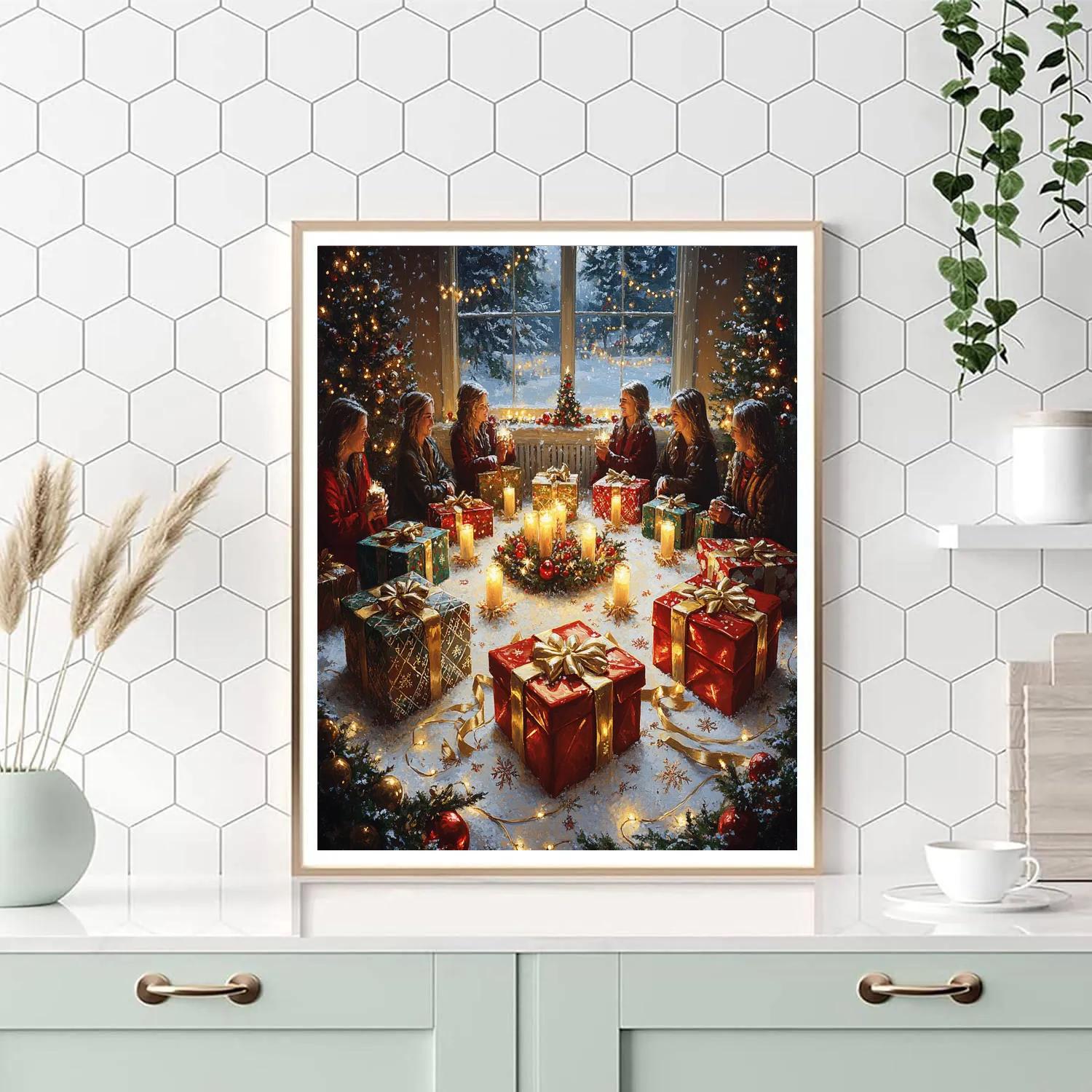 Ribbon Wrapped Gift Swap Paint by numbers art
