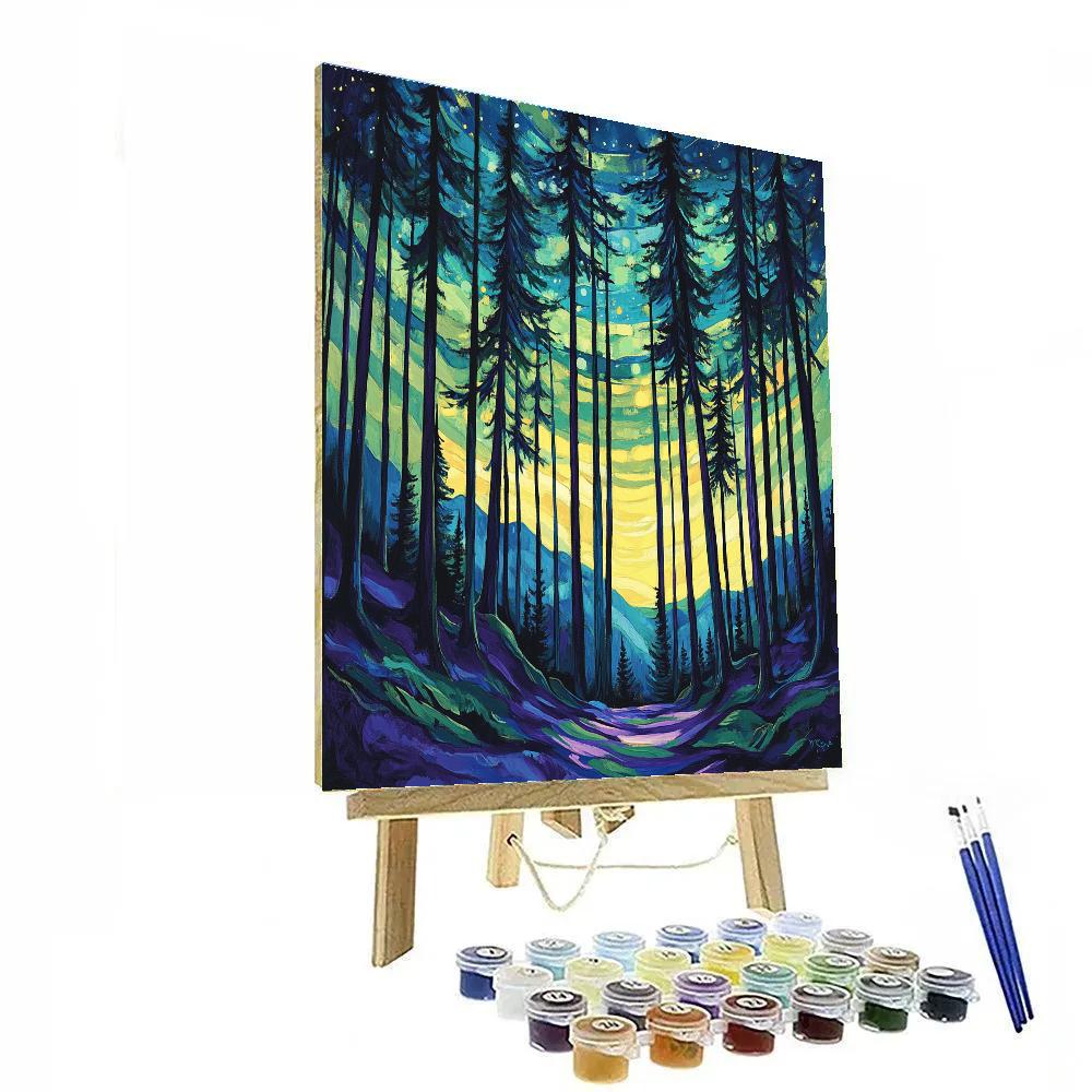Emily Carr Inspired Aurora Cathedral Grove Number painting