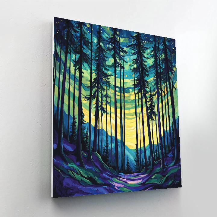Emily Carr Inspired Aurora Cathedral Grove Number painting