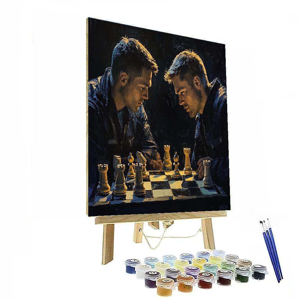 Caravaggio Inspired Dramatic Chess Match paint by numbers