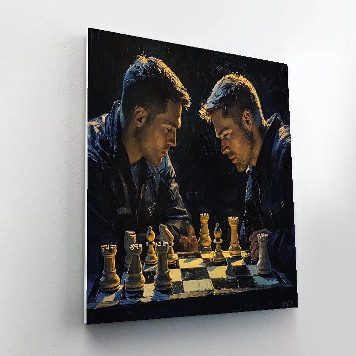 Caravaggio Inspired Dramatic Chess Match paint by numbers