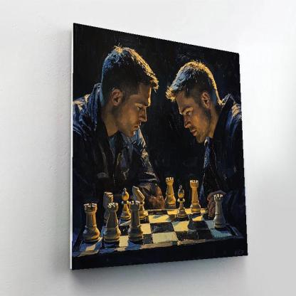 Caravaggio Inspired Dramatic Chess Match paint by numbers
