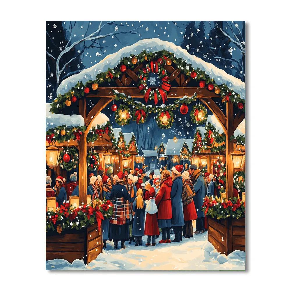Snowy Market Choir DIY paint by numbers