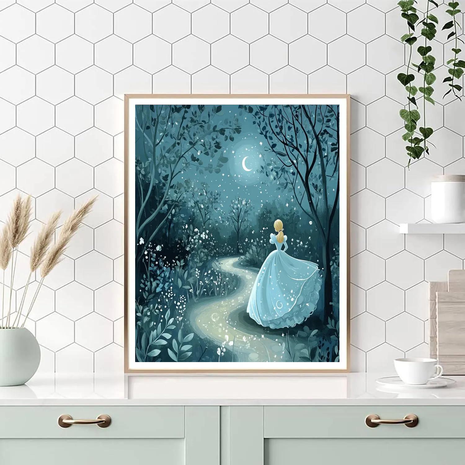 Cinderella Moonlit Glass Garden Paint by numbers art