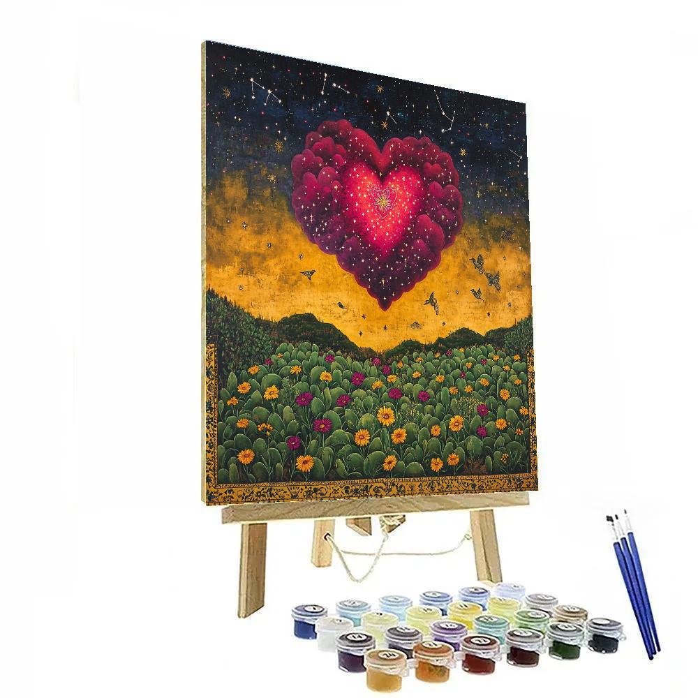 Frida Kahlo Inspired Volcanic Heart Nebula Garden paint by numbers